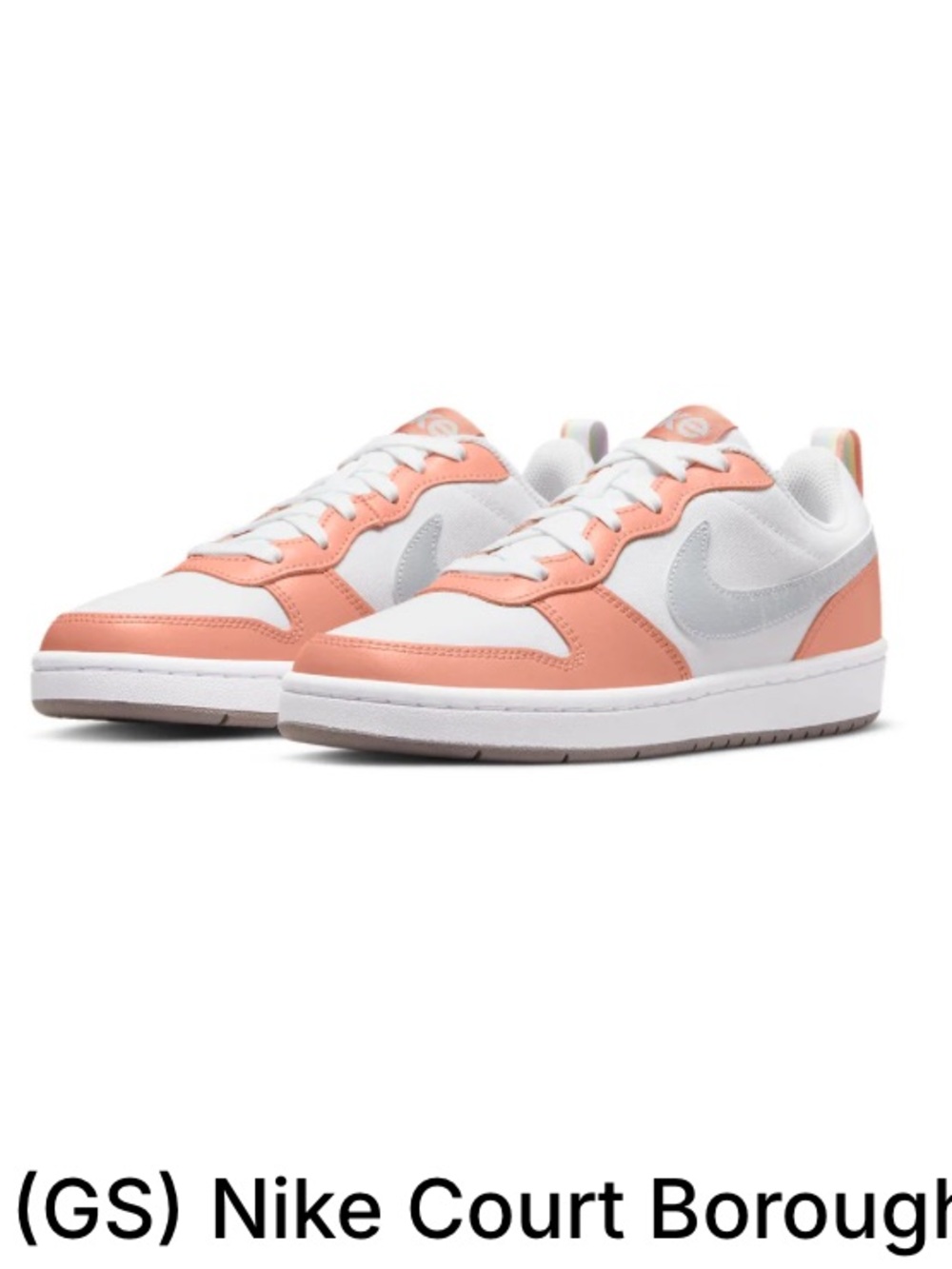 New Nike Girls Low-Top Sneakers in White & Coral Peach